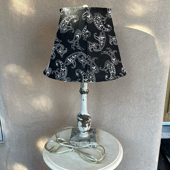 A’Homestead Shoppe, Inc white washed distressed Paisley Striped black white lamp - Picture 3 of 15